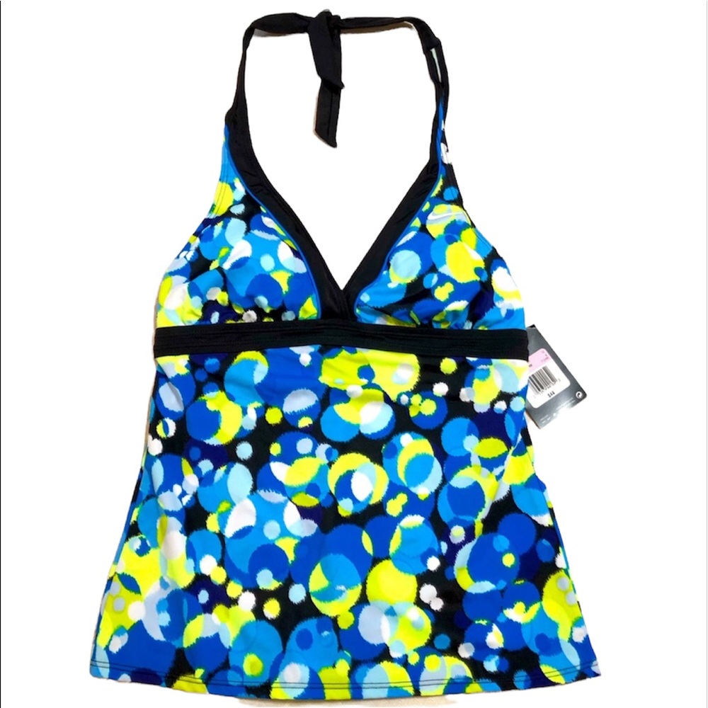 Nike Blue Bubbles Empire Waist Tankini Top…